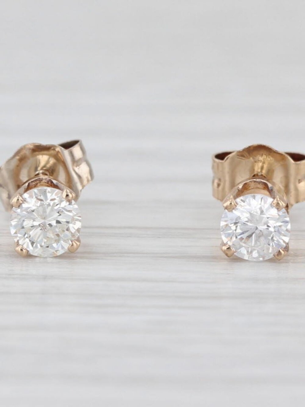 0.40ctw Diamond Stud Earrings 14k Yellow Gold Round Solitaire Studs